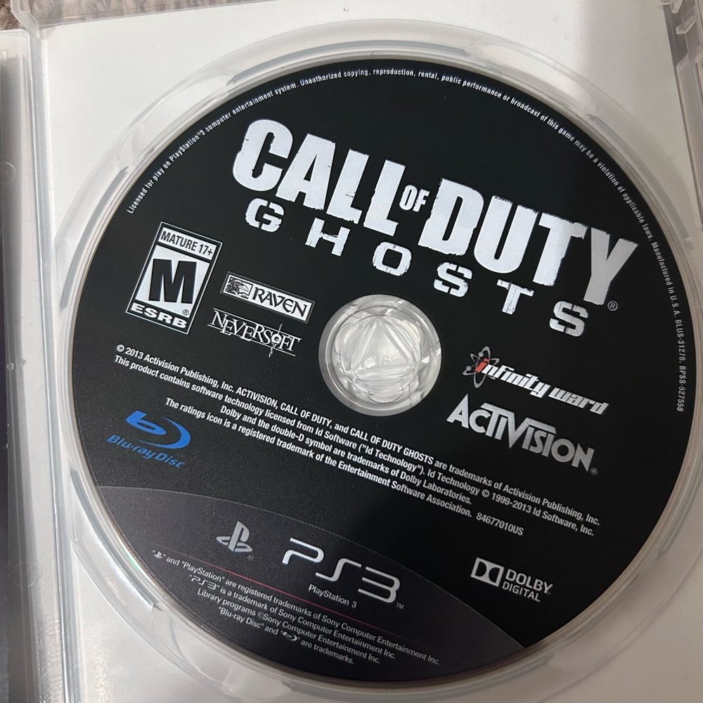 Call of Duty: Ghosts PS3 Game Disc